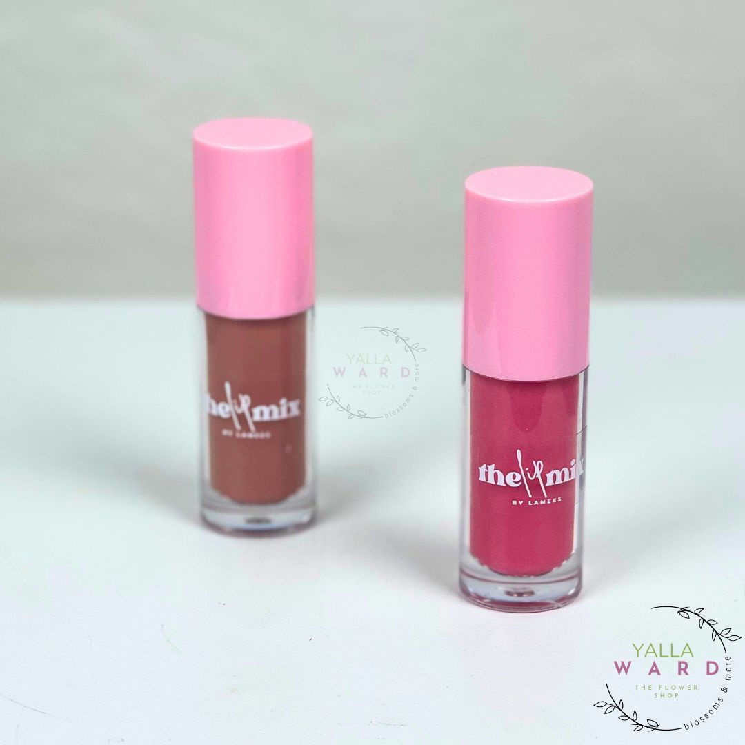 Two lipsticks with pink caps on a white background, featuring 'Yalla Ward' branding.